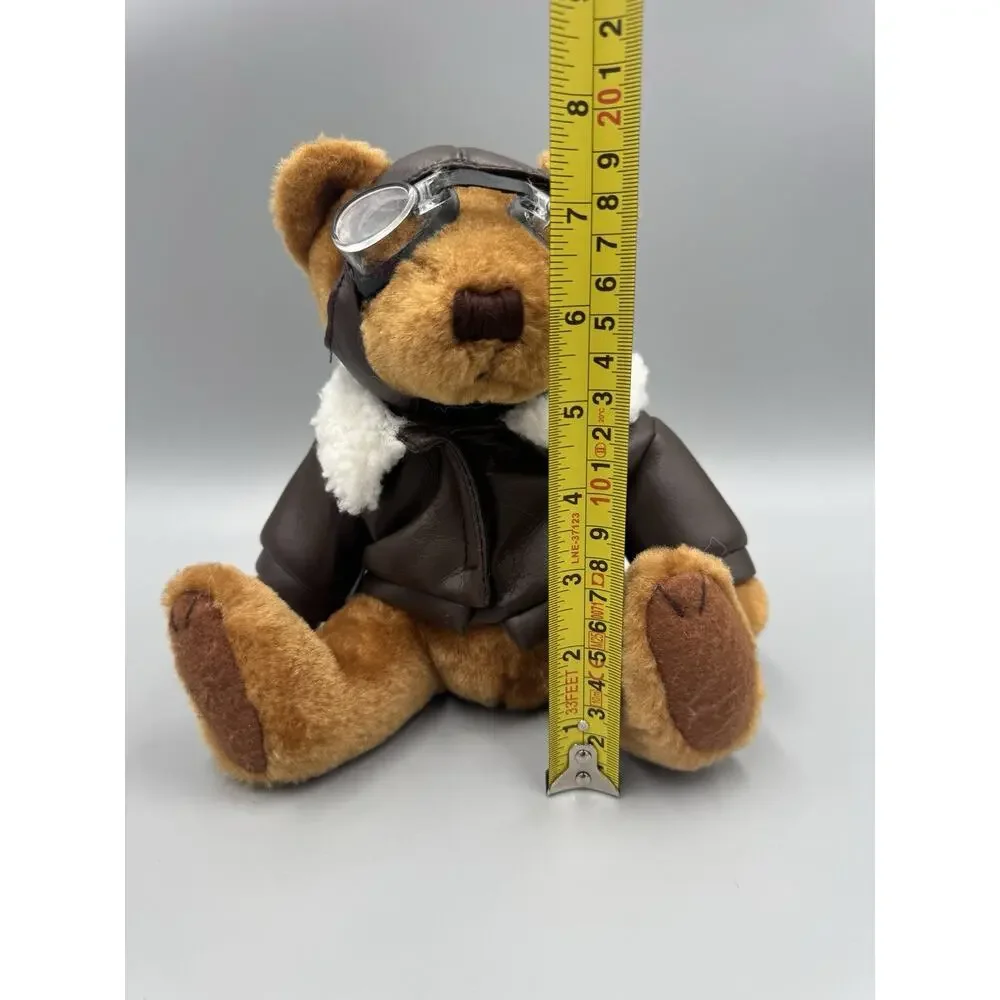US Airways Pilot Teddy Bear Aviator Plush In Bomber Jacket Goggles 8”